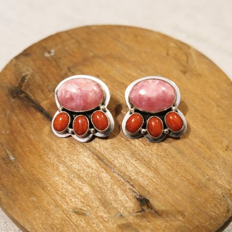 indian jewely / "rhodochrosite & coral" paws pierce