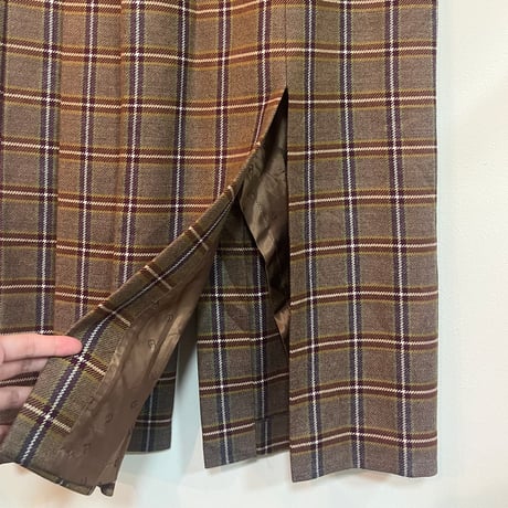 pleats check skirt