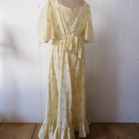70's vintage / flower dress / yellow