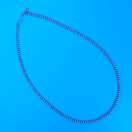 navajo perl necklace / oxidized silver / 3mm46cm