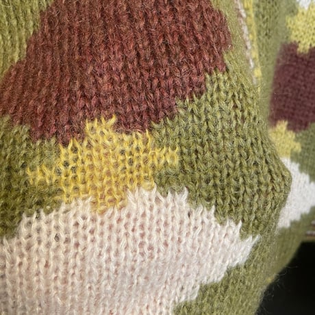 "argyle" mohair hooded knit / made in Italy