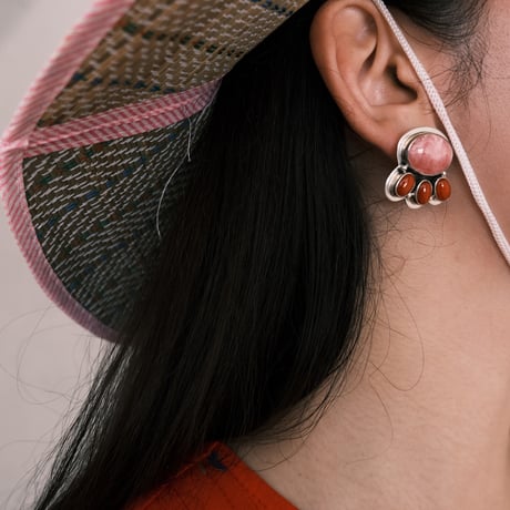 indian jewely / "rhodochrosite & coral" paws pierce