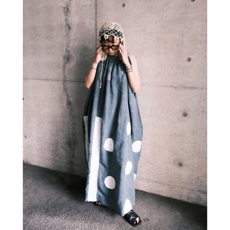 eski.  original dress / overdye × hand paint "dot"