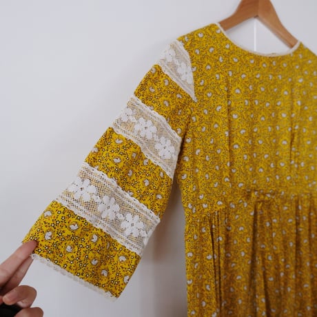 70s cotton dress / yellow