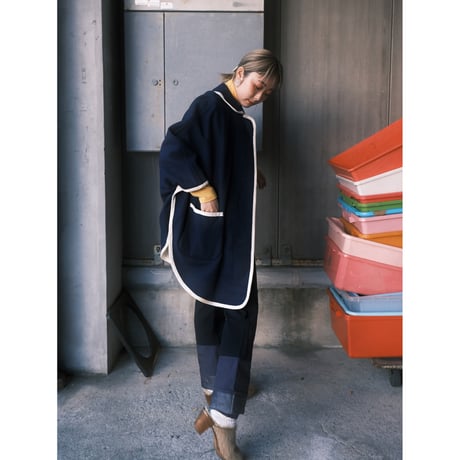 〜60s vintage navy wool poncho