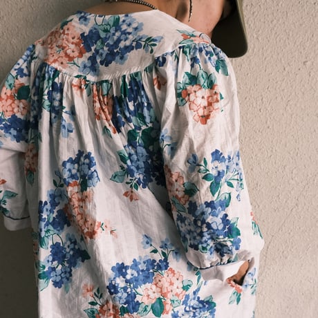 flower dress with big collar / made in USA