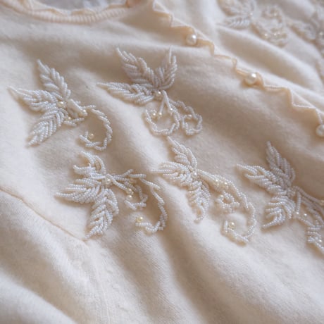 60s vintage / beads embroidery knit cardigan