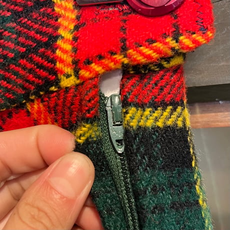 70s wool check skirt