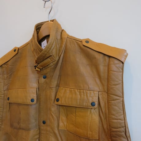 leather big vest / camel
