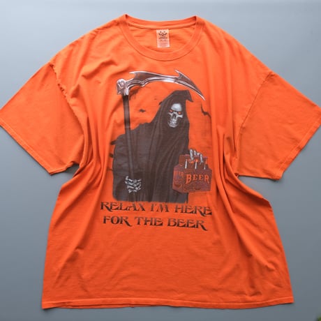 skull print tee / orange