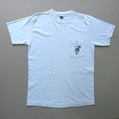 "Husky" print pocket tee / blue