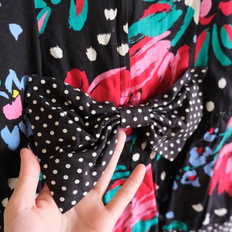 flower × dot print tunic / made in USA