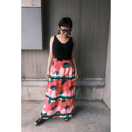 60s vintage / heavy linen flower dress