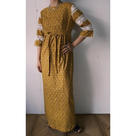 70s cotton dress / yellow
