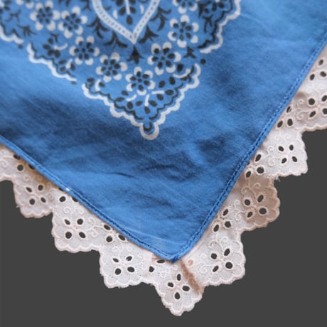 eski. original remake / lace × bandanna  kerchief "smoky blue"