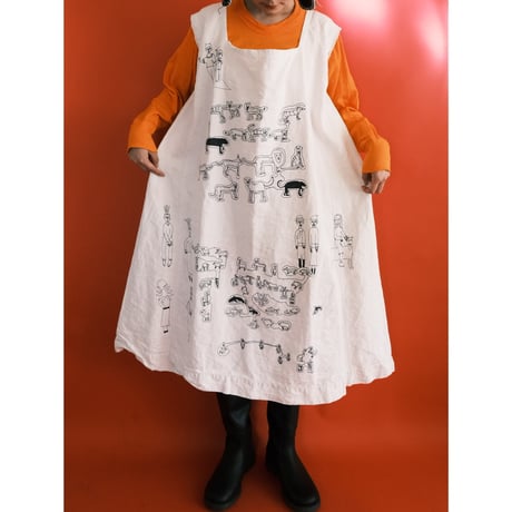 eski. × 画楽 / hand paint antique linen dress