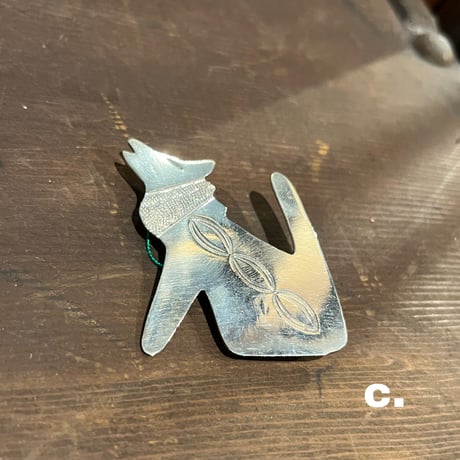 navajo "MelvinFrancis" buffalo skull silver brooch (pendant top)