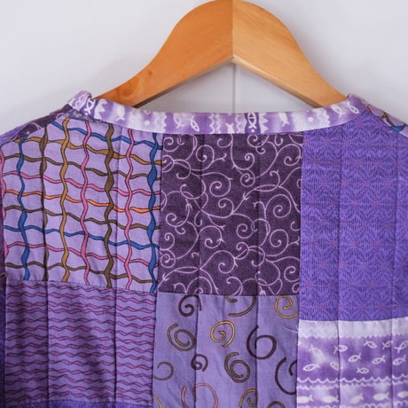 quilting no-collar jacket / purple
