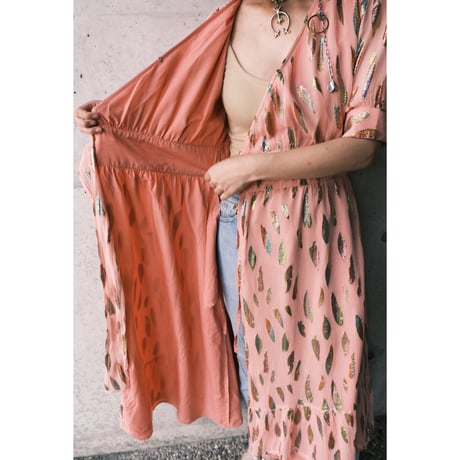 leaf motif wrap dress