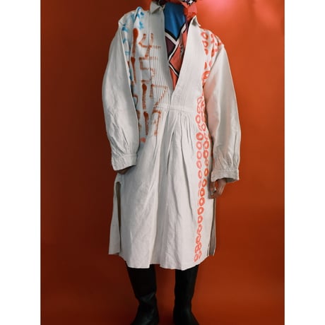 eski. × 画楽 hand paint antique linen shirt