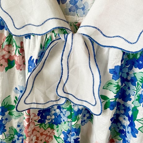 flower dress with big collar / made in USA