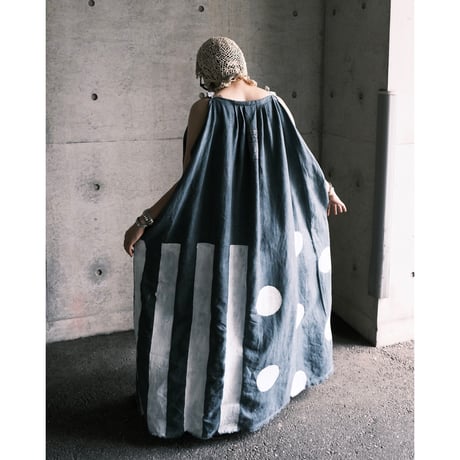 eski.  original dress / overdye × hand paint "dot"