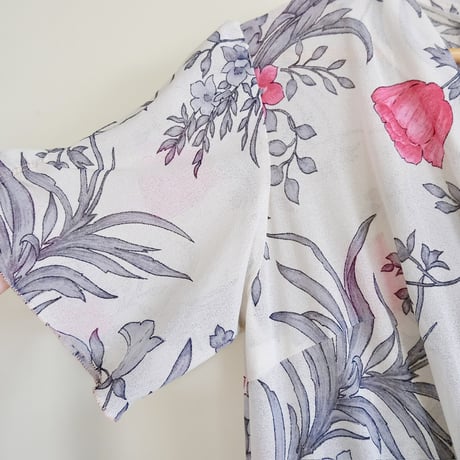 see-through flower white dress “pink×gray”