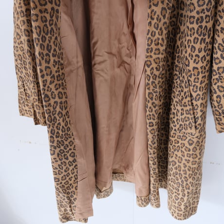 leopard leather coat / made in USA