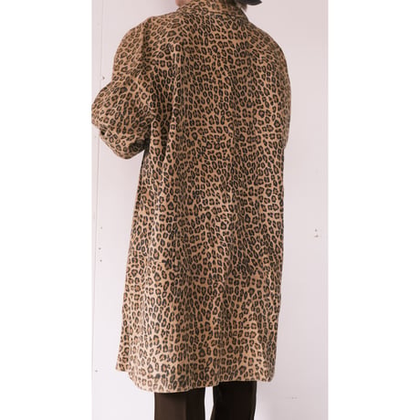 leopard leather coat / made in USA