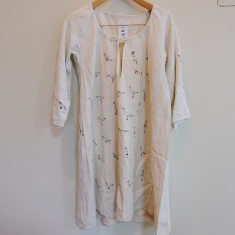 eski. × 画楽　hand paint linen dress "birds"