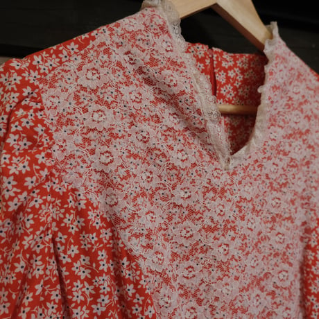 vintage flower dress / red