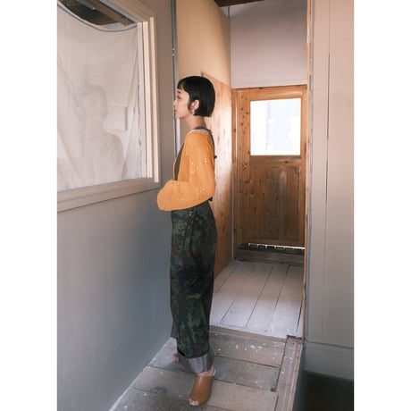 see-through embroidery blouse/orange