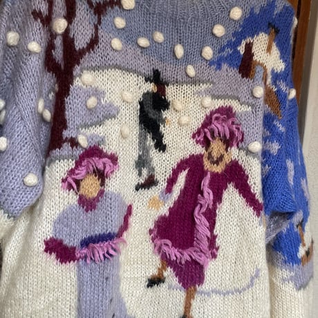 70〜80s / skating  design mohair knit