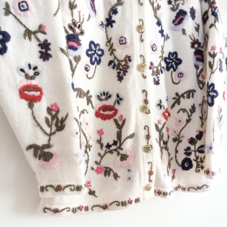 flower embroidery knit cardigan