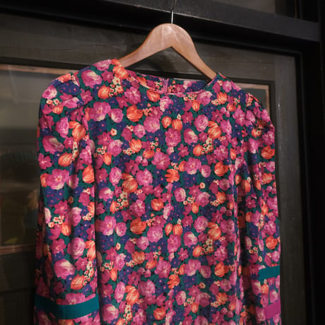puff sleeve flower print corduroy dress