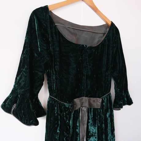 〜70s velours dress / green