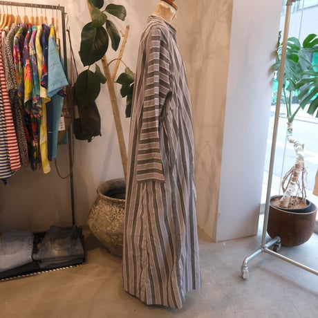 gray stripe embroidery dress