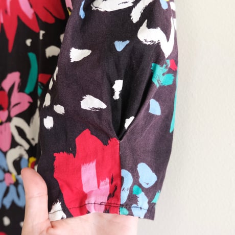flower × dot print tunic / made in USA