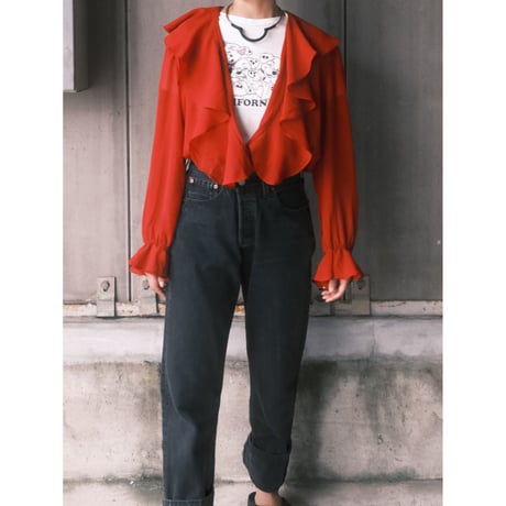frill collar see-through blouse