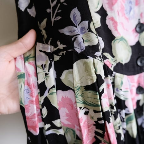 flower rayon dress “black”
