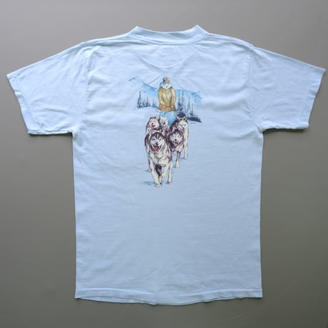 "Husky" print pocket tee / blue