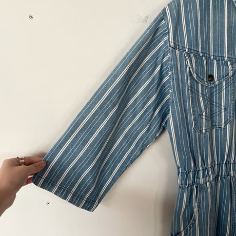 denim stripe all-in-one