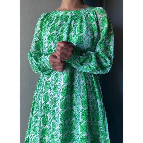 japan vintage / green mini dress