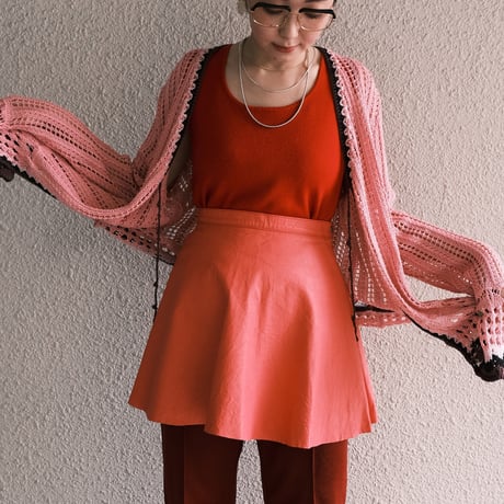 leather mini skirt / pink