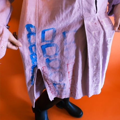 eski. × 画楽　hand paint antique linen shirt