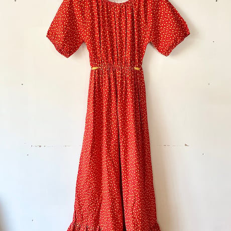 hand made dress “red×yellow flower”