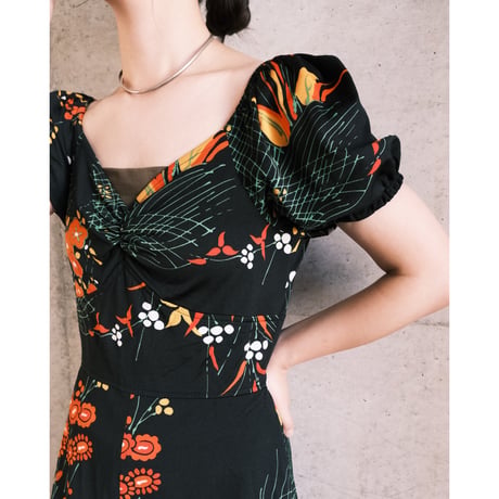 flower print black dress