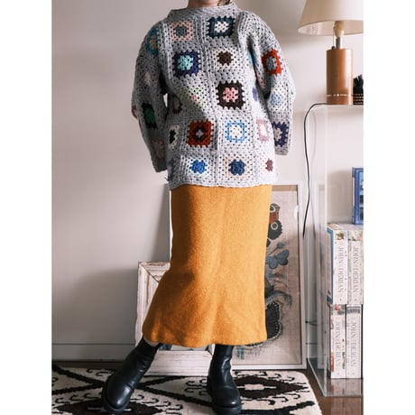 granny square bottleneck knit / gray