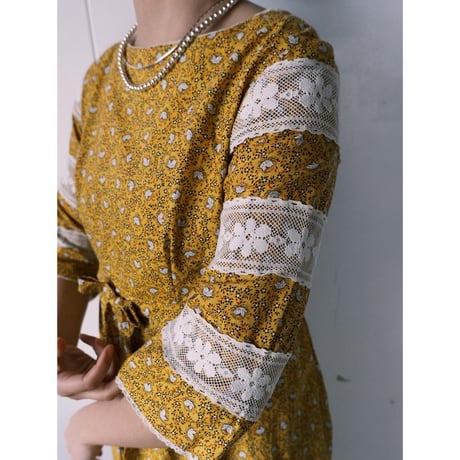 70s cotton dress / yellow