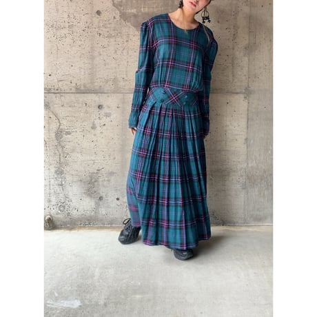 〜80s karin stevens/long check dress